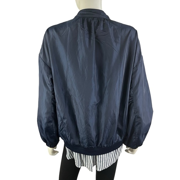 Promesa Bomber Jacket Pinstripe Shirttail Hem Womens Size L - NWT - Picture 5 of 10